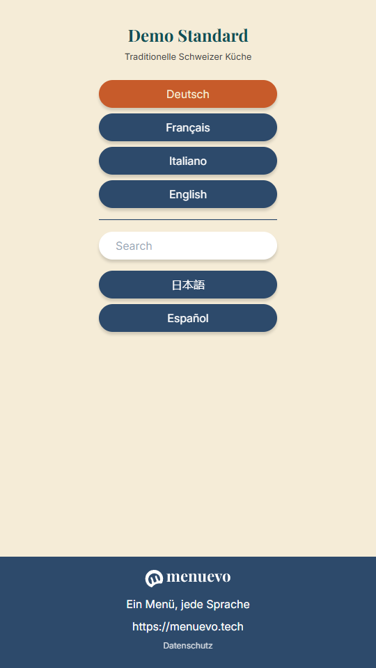 Menu - Languages