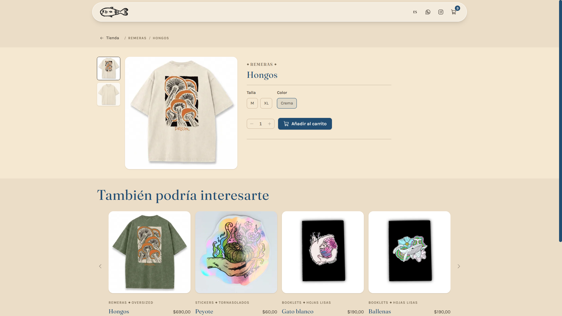 Product detail page