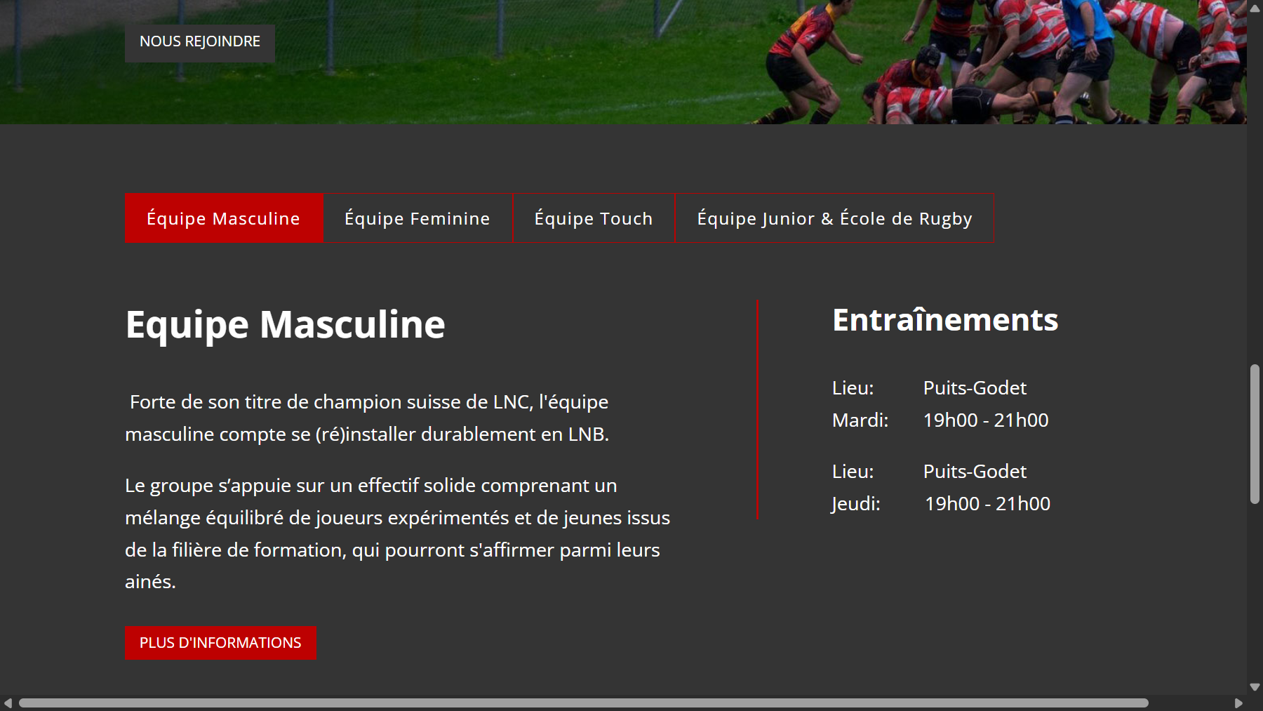 Trainingsplan pro Mannschaft