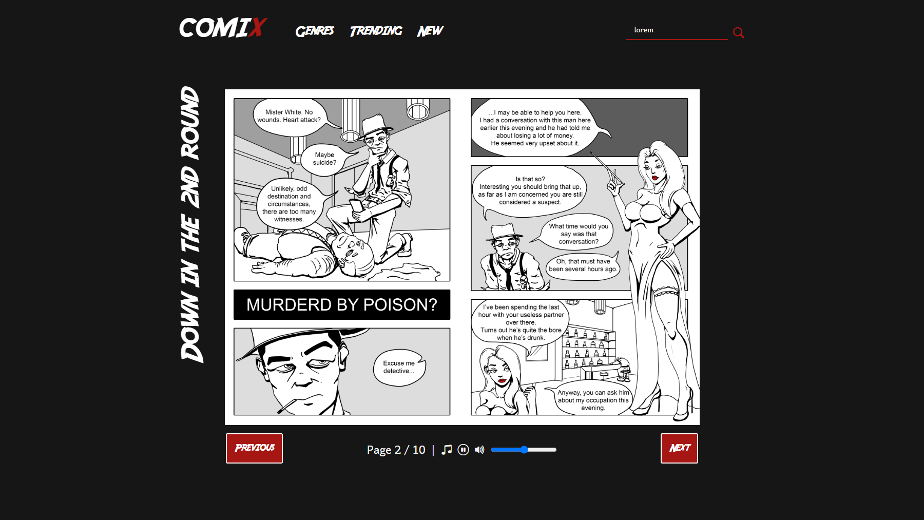 Reader des Comics (mit integriertem Musikplayer)